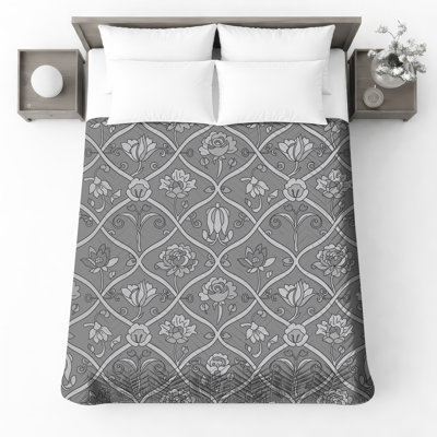 Couvre-lit matelassé à motif floral damassé