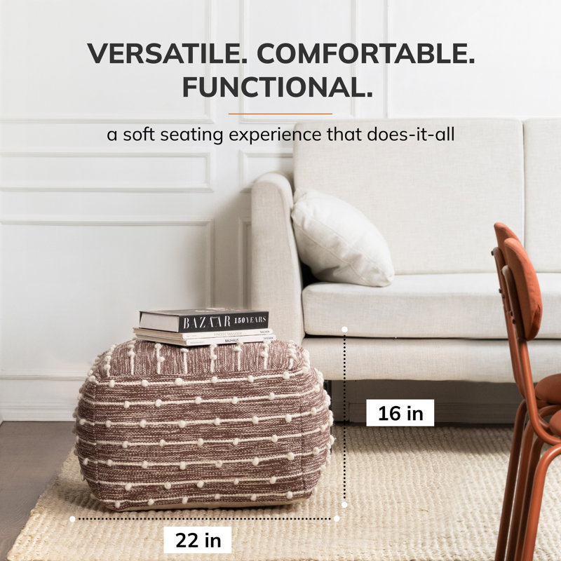 Basilio Upholstered Pouf, Orange
