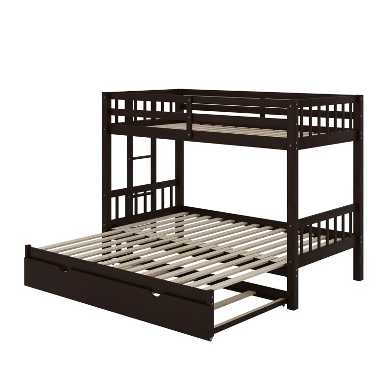Twin Over Twin Pull-Out Bunk Bed With Trundle, Espresso
