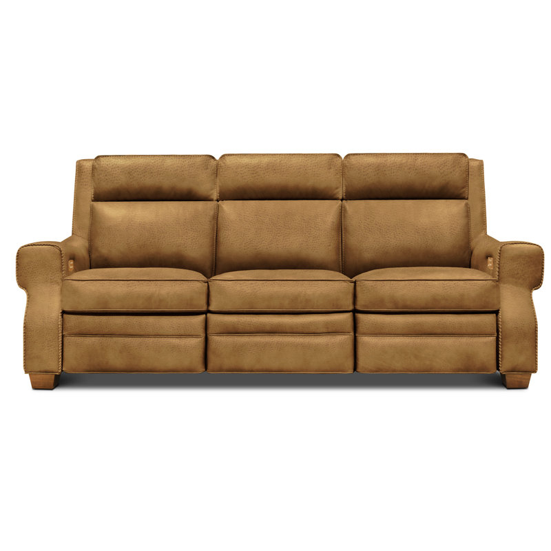 Spencer Reclining Sofa, Palomino Maestro Artisano Genuine Leather