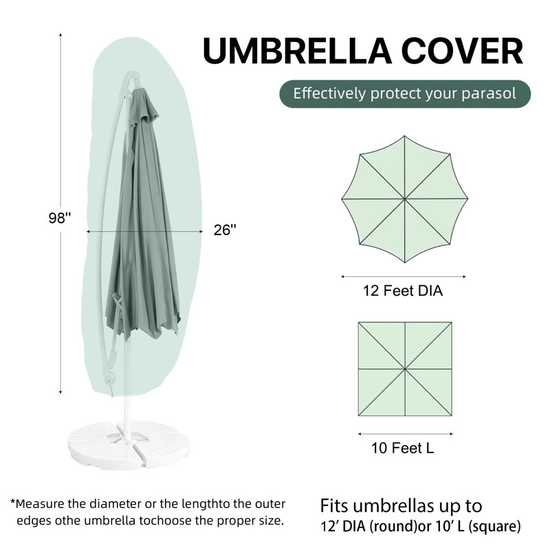 Waterproof Outdoor Umbrella Cover, Fits Most Patio Parasols, 1-Pack, (Green Stripe), Red/White Stripe