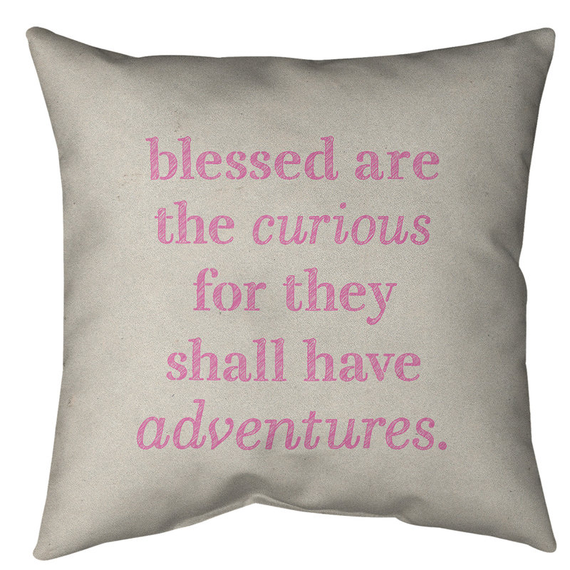 Coussin de sol curiosité inspirant, H 28 po x l 28 po, Blanc / Rose