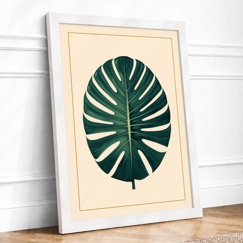 Monstera Leaf Study Botanical - Print, A2 - 59.4 x 42.0 cm, White