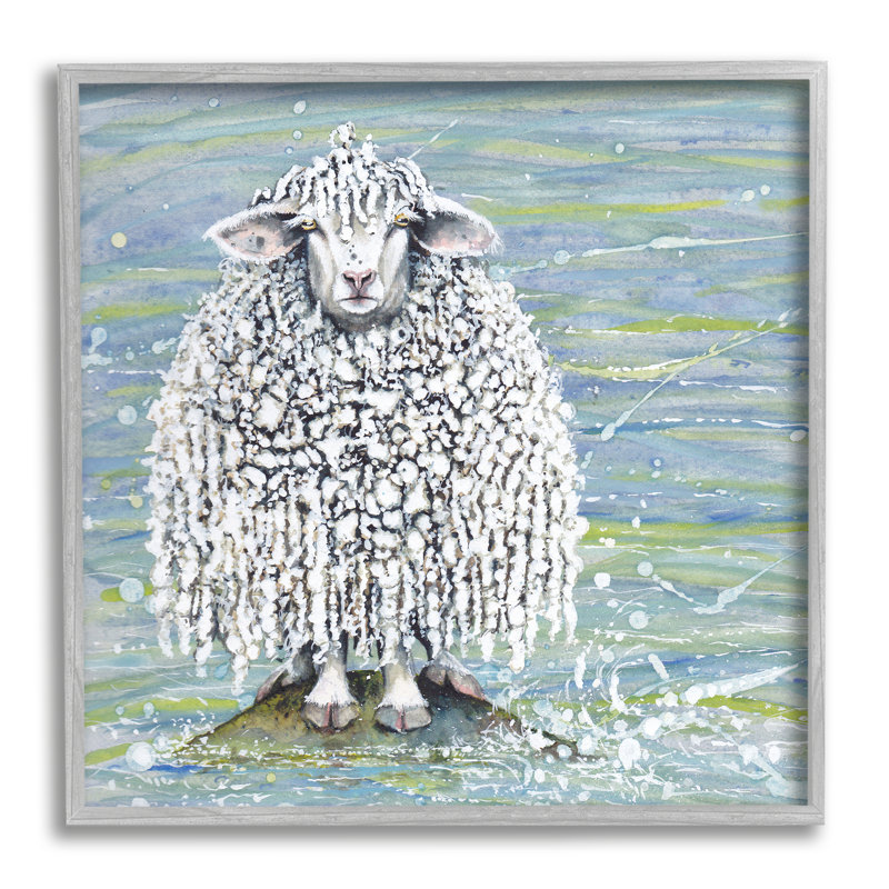 «Abstract Sheep Modern Splatter» par Maggie Vandewalle - Peinture, H 17 po x l 17 po x P 1,5 po