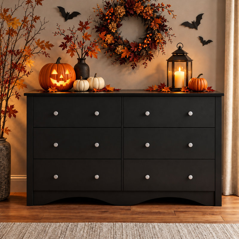 Angelynn 6-Drawer Double Dresser, Black
