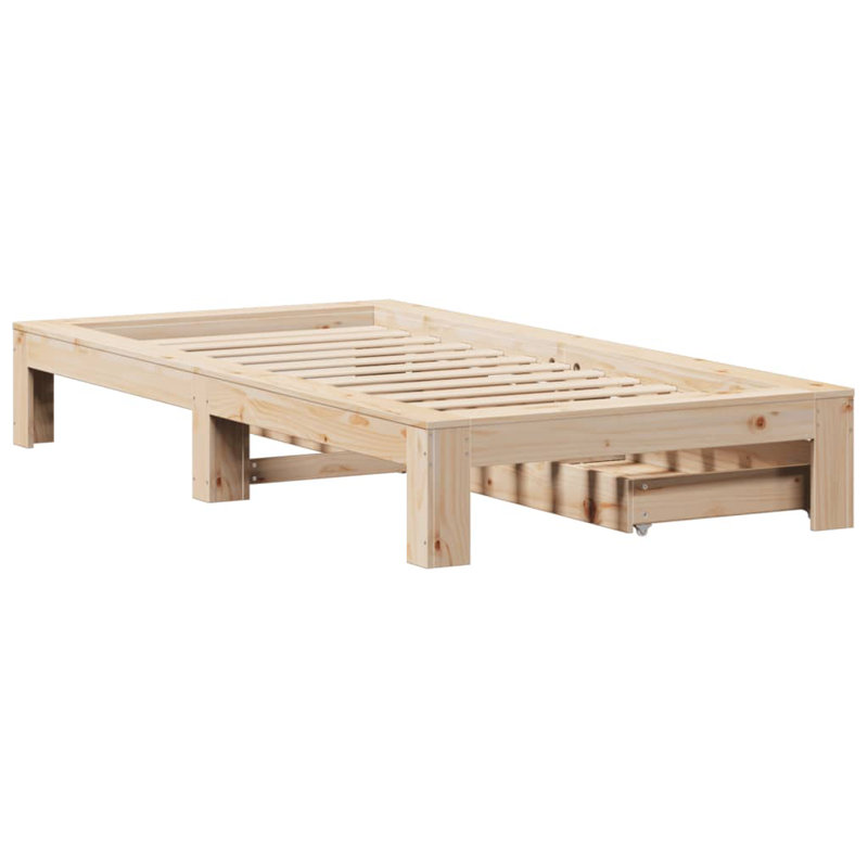 Solid Wood Storage Bed, Brown, Small Single (2'6)