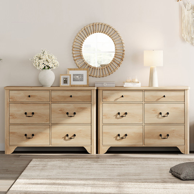  Haikey 94.4" W 12 Drawer Dresser,2 IN 1 Dresser With Ample Storage Modern Dresser Drawer, Oak