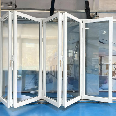 Luvindow Thermal Break Aluminum Bi-Fold Door – 192 In X 96 In 3-9/16 In Jamb, Double-Tempered Low-E Argon Glass, White Finish, Interior Door, Patio Door