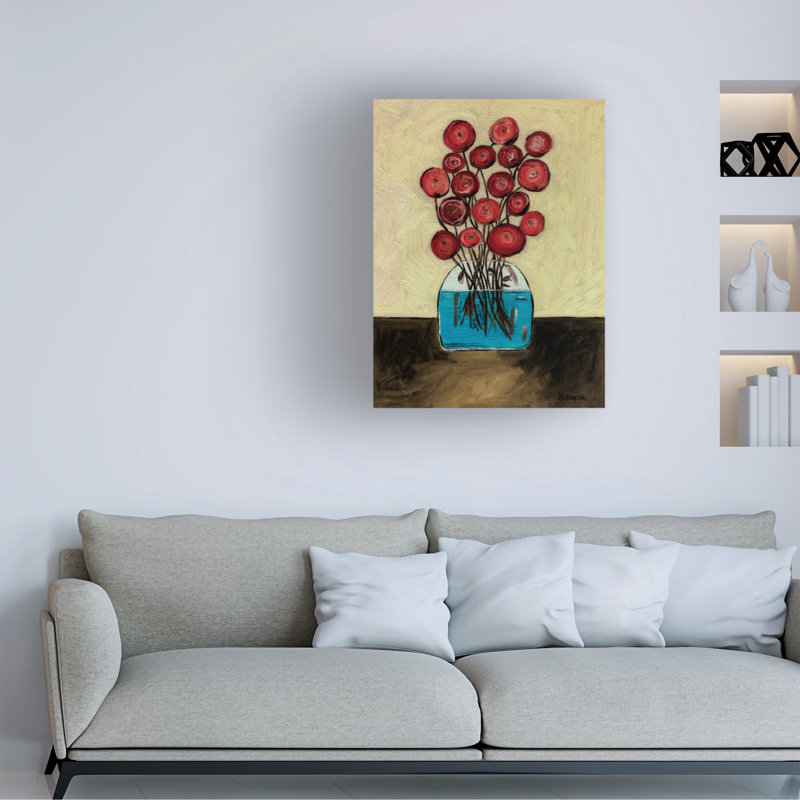 Coquelicots bolognaise dans un vase brun, H 47 po x l 35 po