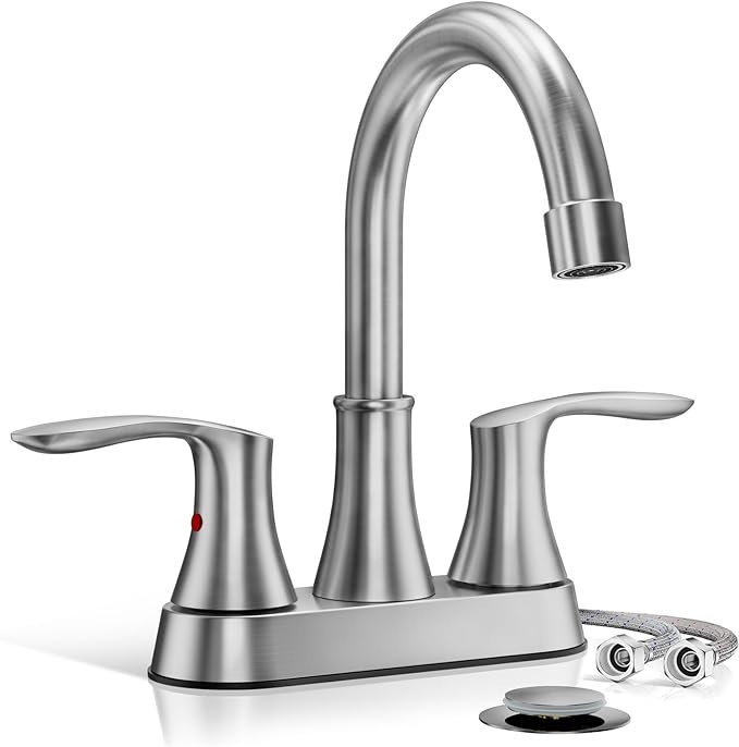 NO Centerset 2-handle Bathroom Faucet with Drain Assembly, Brushed Nickel
