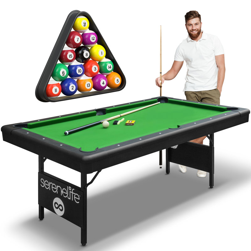 SereneLife 6-Ft Folding Pool Table with Steel Frame and Slate Top