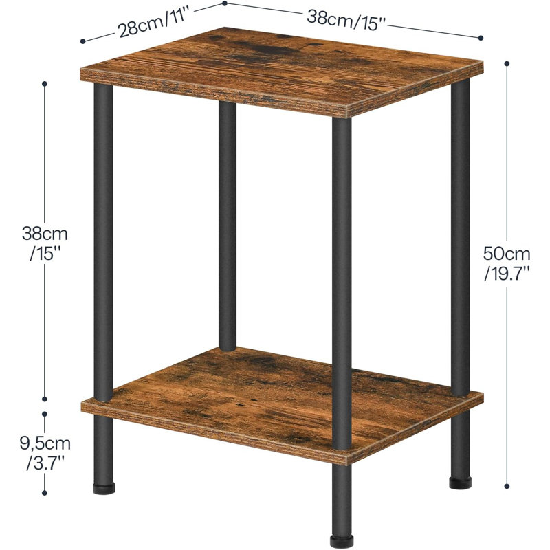 Leelan Small Side Table, Nightstand with 2-Layer Storage Shelves, Sofa Table for Small Spaces, Living Room, Bedroom, Stable Frame, Easy Assembly