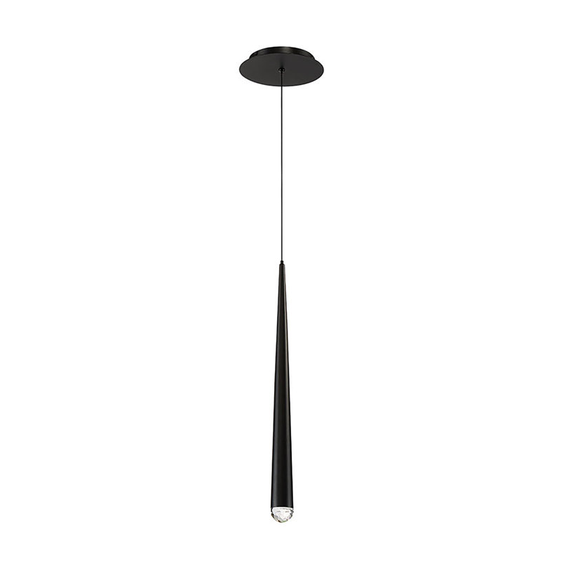 Cascade 1 - Light Single Cylinder LED Pendant, Black, 19" H x 1.63" W x 1.63" D