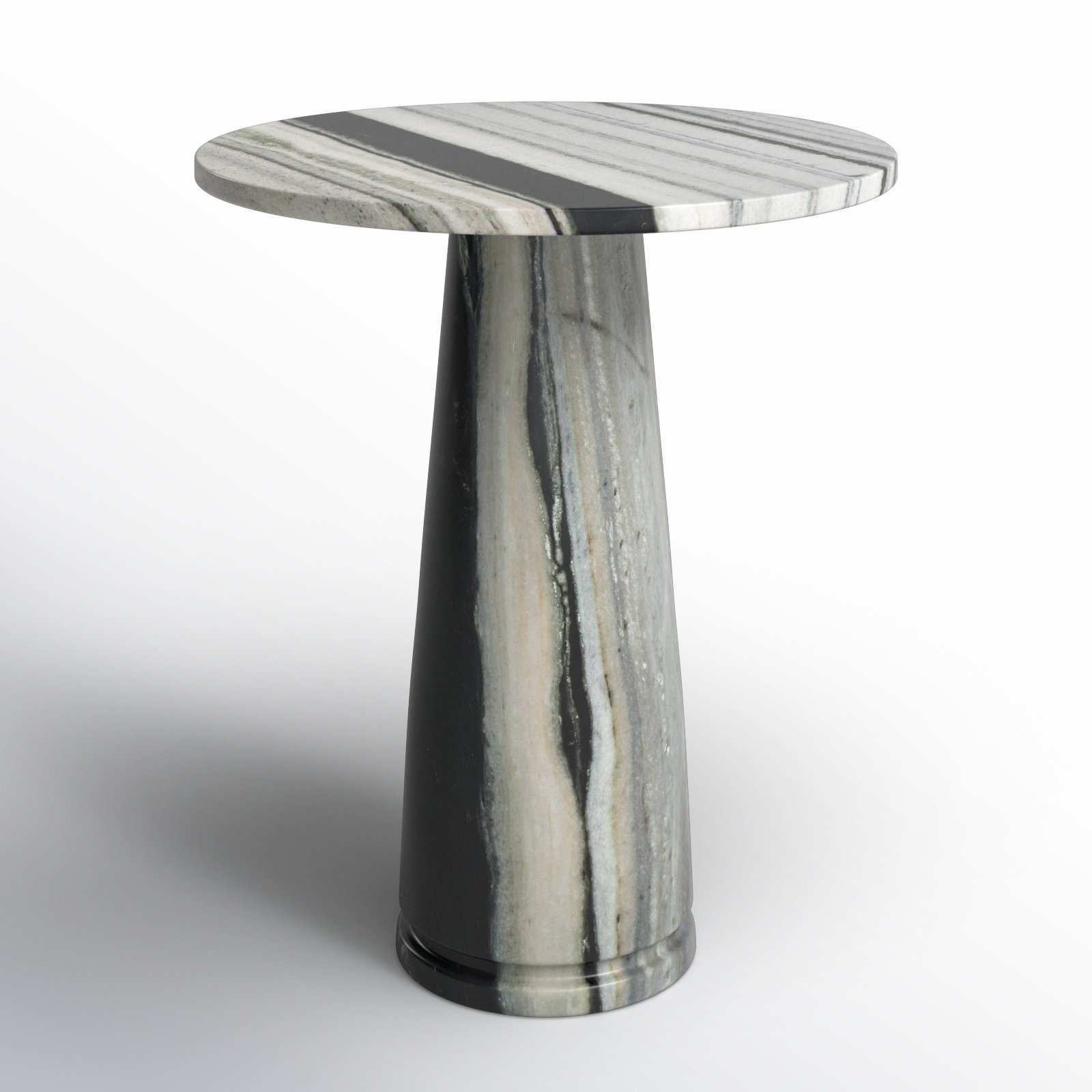 Alysson 21" Genuine Marble End Table, White/Black