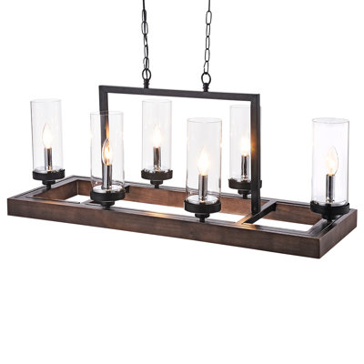 Lucerne 6 - Light 37.4"W Dimmable Kitchen Island Square / Rectangle Chandelier