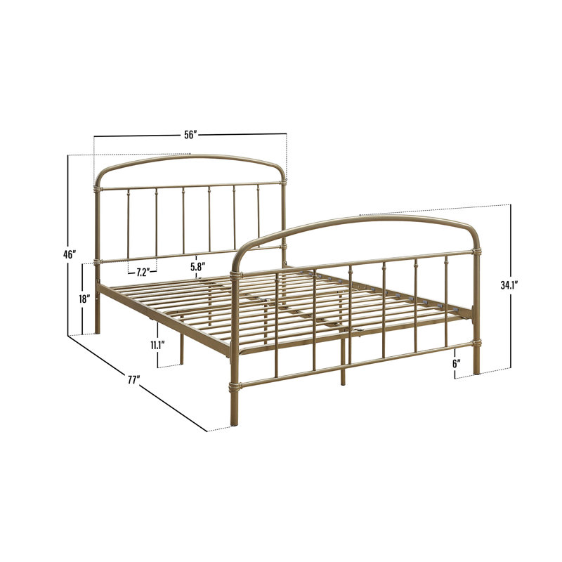 Bernel Metal Slat Bed, Full/Double, Gold