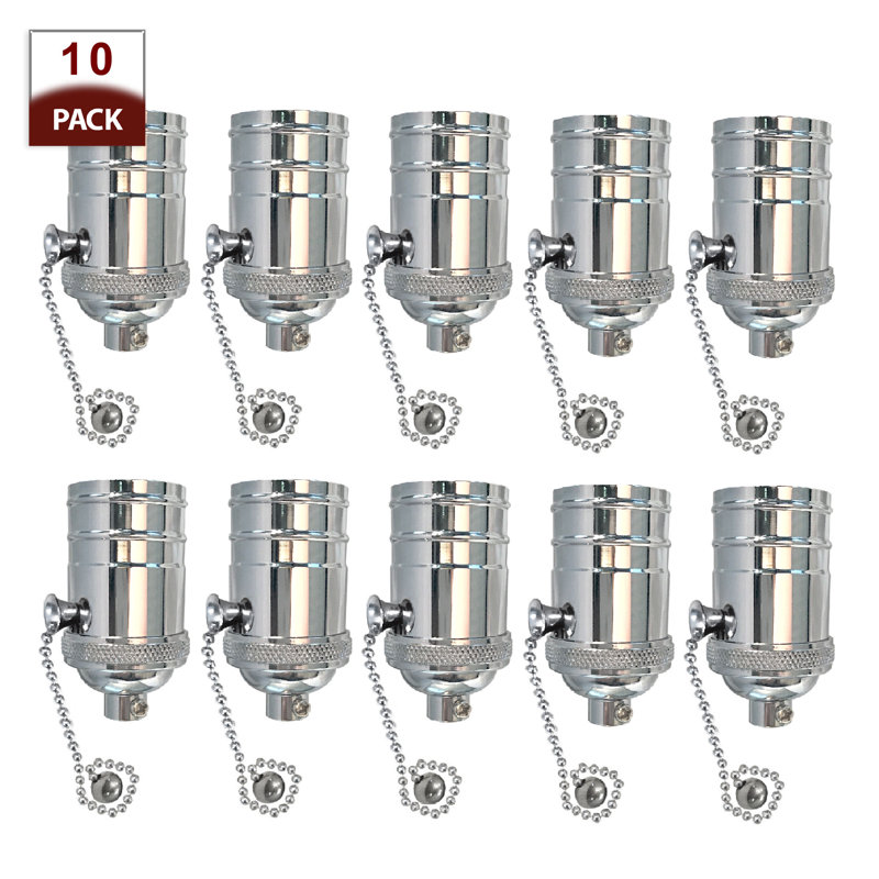 Pull Chain Lamp Socket Lighting Kit, Polished Nickel