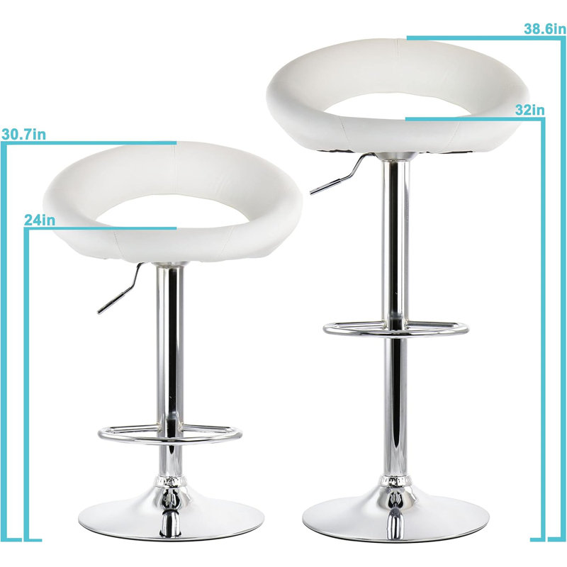 Tabouret de bar 2 pièces Elama, Blanc