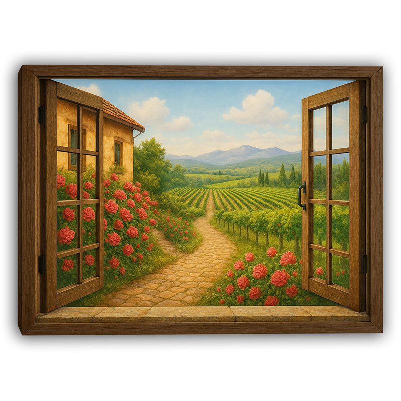 Vineyard Pathway - Tuscan Garden View, art mural
