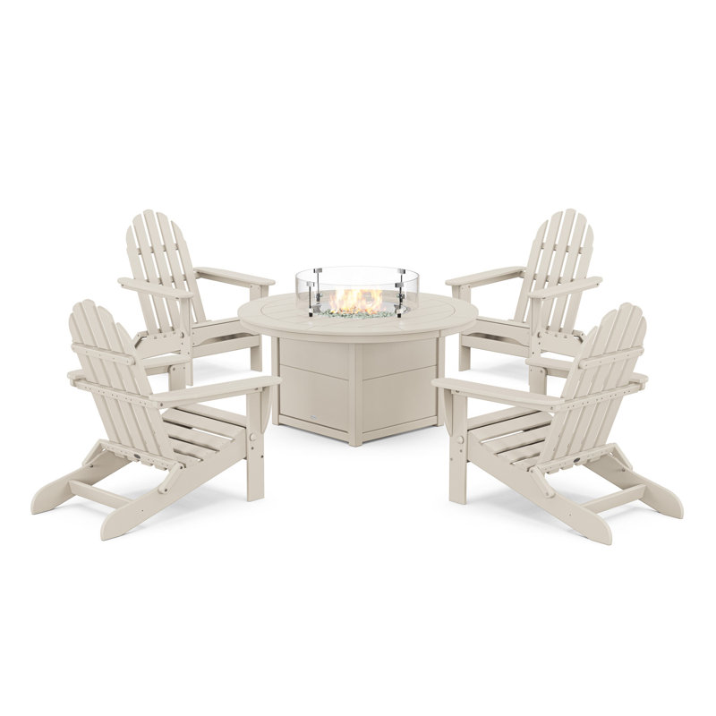 Ensemble de conversation POLYWOOD Classic 6 pièces avec foyer, Sable