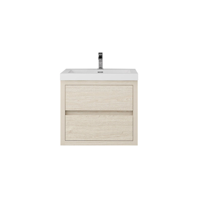 Meuble-lavabo simple 23,5 po avec plateau en acrylique Halethorpe, Bois clair