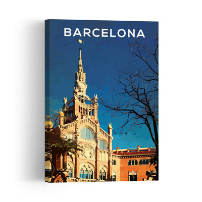 Affiche murale abstraite d'architecture contemporaine représentant le monument de Sant Pau à Barcelone