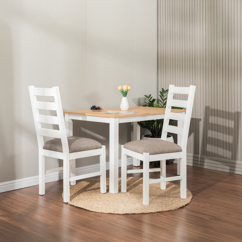 Solid Wood Dining Chair with Seat Cushion (set of 2), White
