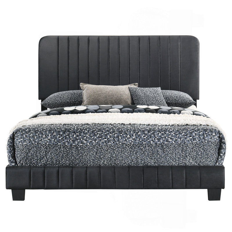 Lit noir élégant au design contemporain, Lit double
