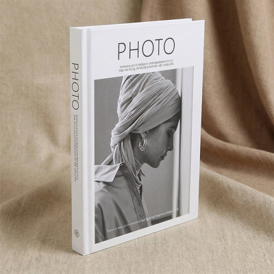 Latitude Run® Photo Decorative Book with Flipping Pages, Black and White Hardcover Book Decor for Coffee Tables, Shelves and Photography