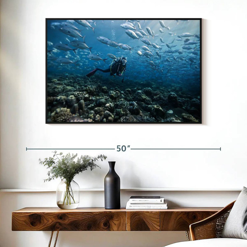 Plongeur, Cadre flottant noir, 40 po x 27 po