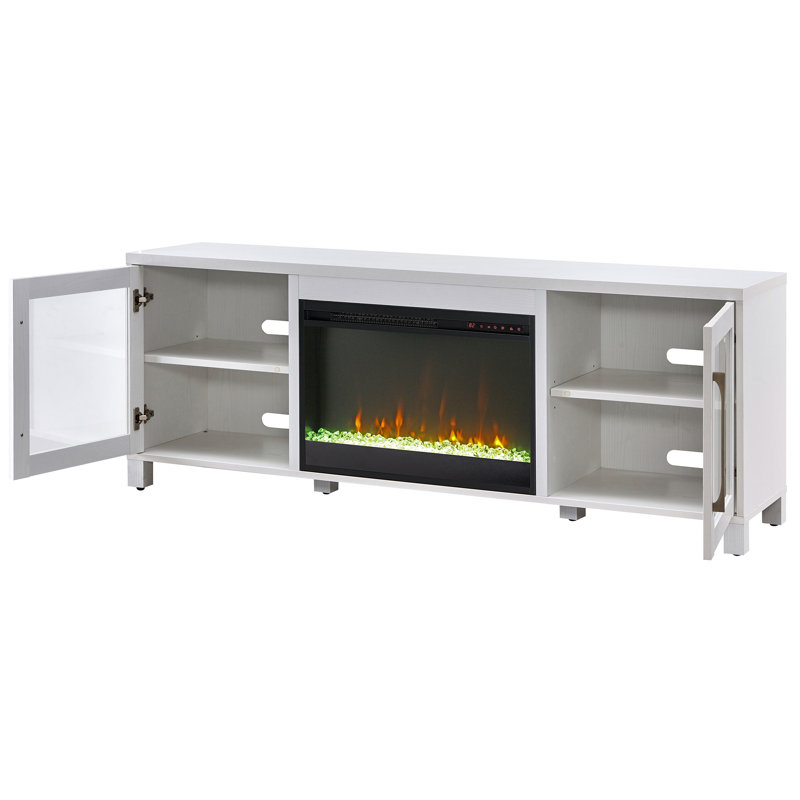 Quincy TV Stand for TVs up to 78" with Fireplace Included, White