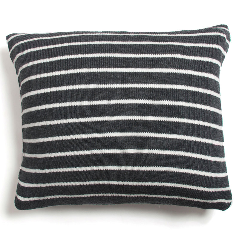 Black and White Striped Cotton Square Pillow Cover