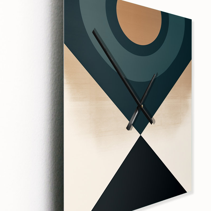 Horloge murale Mid-Century géométrique rétro bleu I - Mid-Century abstrait, Grand