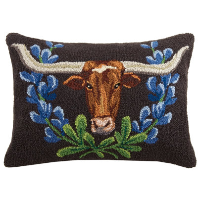 Coussin en laine Longhorn & Bluebonnets