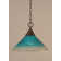 Luminaire suspendu en chaîne avec verre cristal sarcelle 12 po