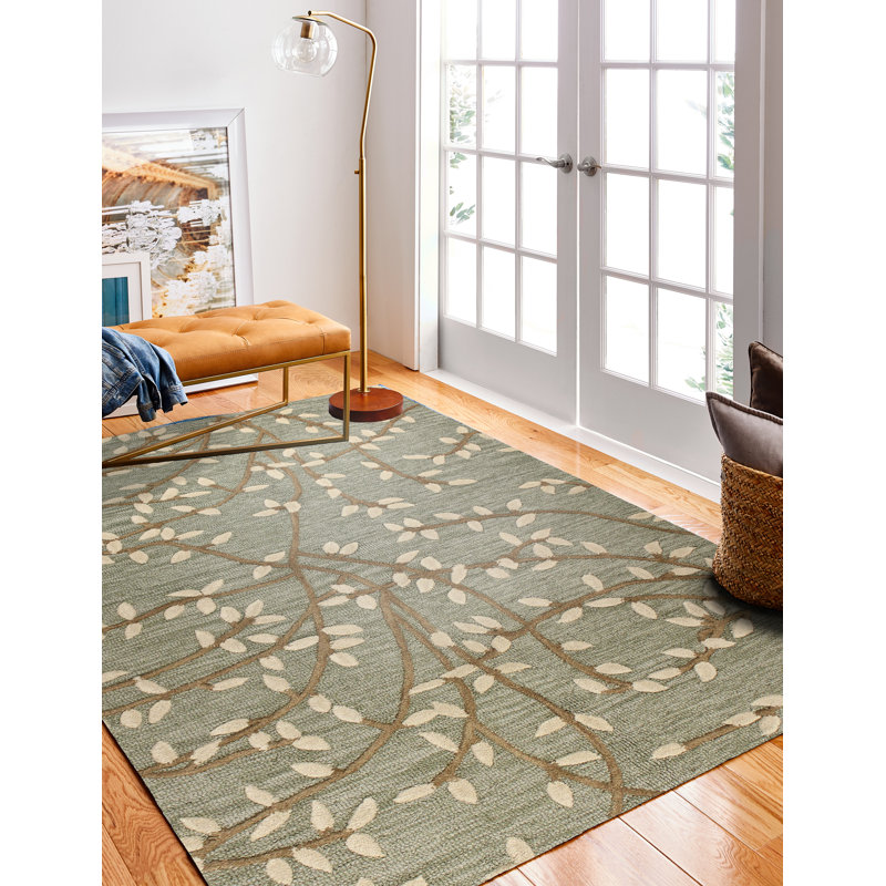 Tapis floral en laine tissé à la main Armelinda, Rectangle 3 pi 6 po x 5 pi 6 po
