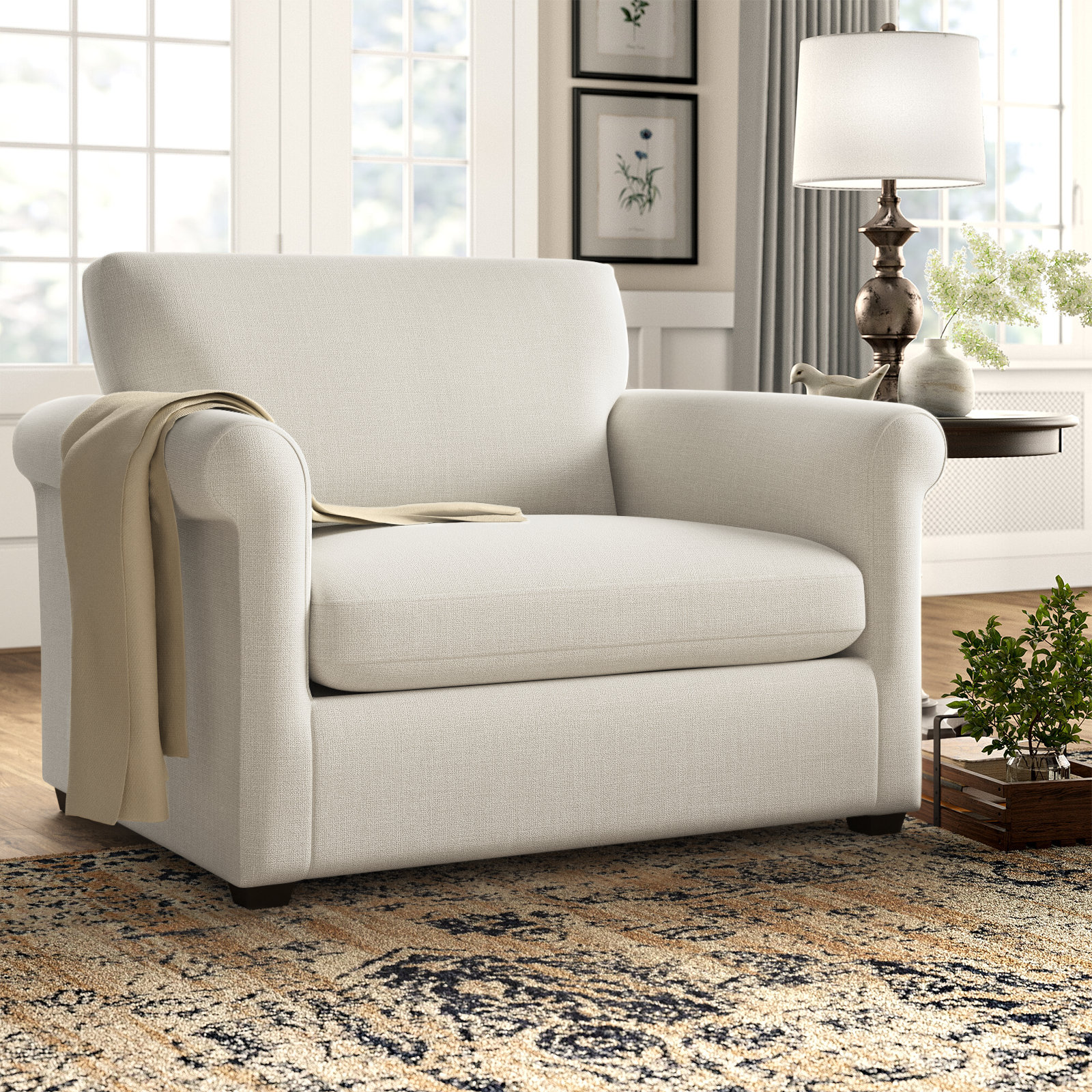 91" Linen Sofa and Armchair