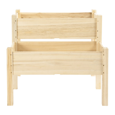 34"X34"X28" Wood Planter Box, 2 Raised For Garden, Grow Veggies, Herbs, Flowers, Natural Vibe, Heavy-Duty, Efficient Control Elevated Box 34"X34"X28", Wood, Color Scheme, High Load Capacity,