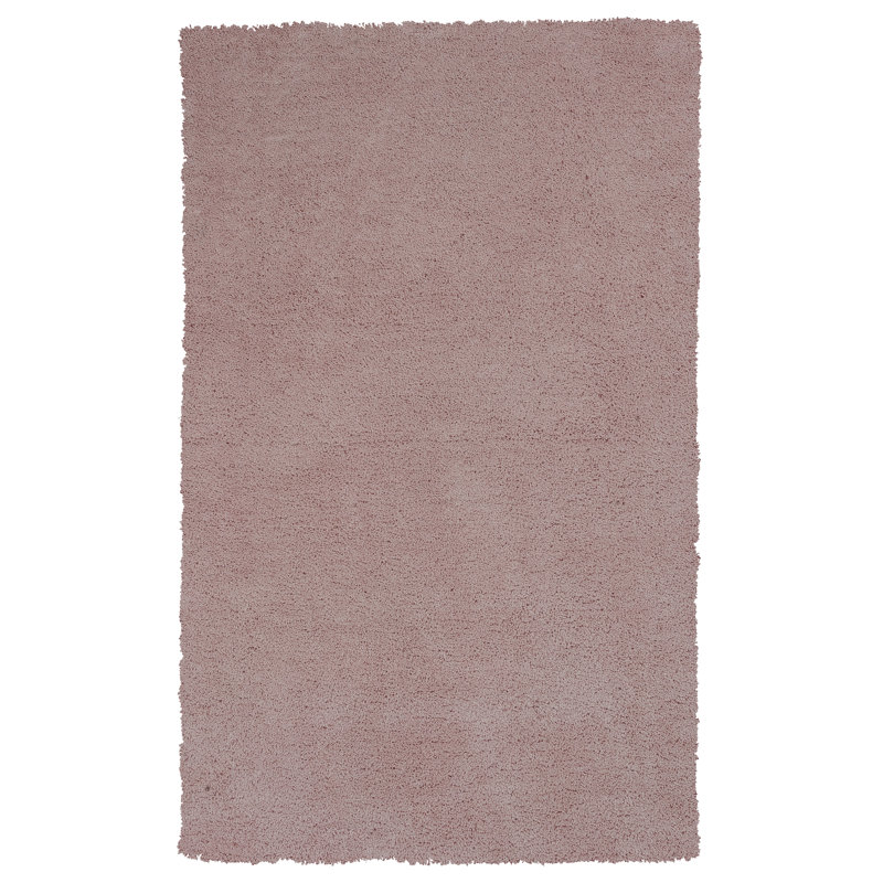 Tapis à poils longs fabriqué à la main rose Simoes, Rectangle 5 pi x 7 pi