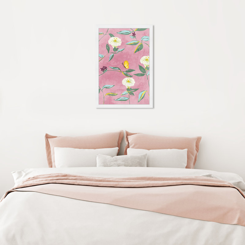 Floral Spring Tapestry Pattern by Birch Lane™ - Picture Frame Print, White, 26" H x 18" W