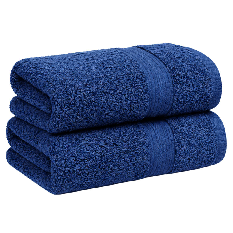 Essuie-mains 100% coton 600 g / m² absorbant à séchage rapide, Bleu marine