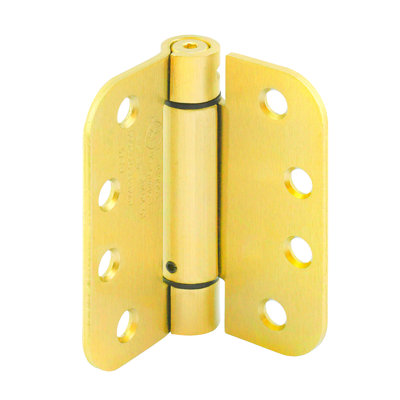 Prime-Line Door Hinge Commercial UL Adjustable Self-Closing Spring Hinge, 4 in. x 4 in. with 5/8 in. Radius Corners, 4 Holes per Leaf with Screws, .130 in. Gauge