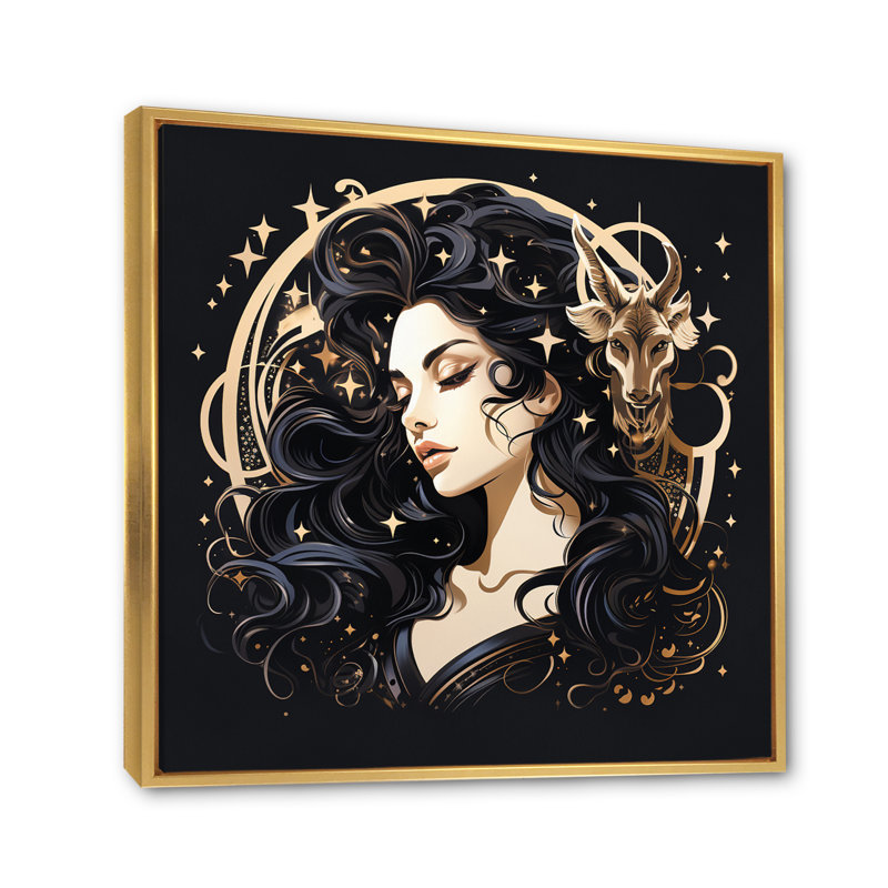 Astrologique astrologique Stargazer VII sur toile, 30" H x 30" W, Cadre flottant doré