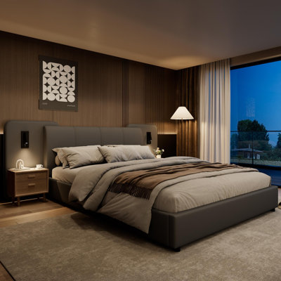 Upholstered Bed Pu Grey