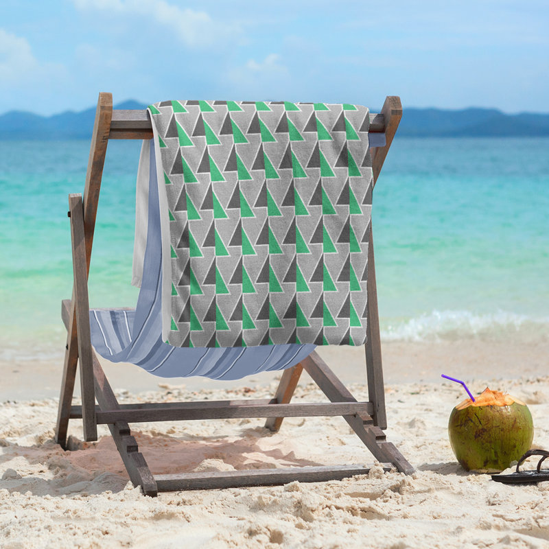 Serviette de plage à flèches changeées, Vert/gris