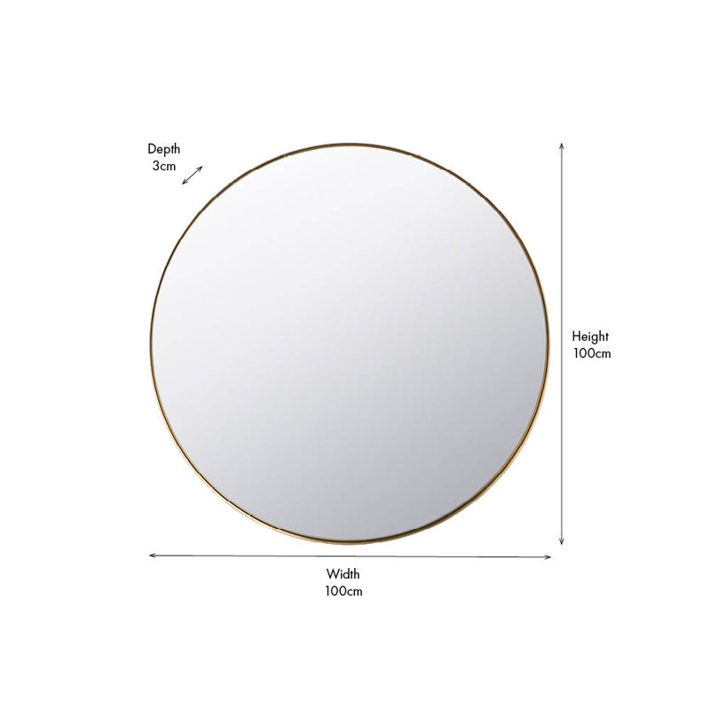 Stainless Steel Round Wall Mirror, 100cm x 100cm, Brushed Gold