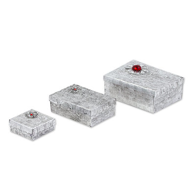 Ensemble de 3 boîtes décoratives en aluminium Cinda