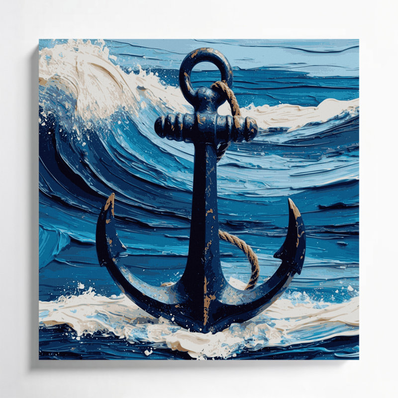 Art mural sur toile bleu marine, H 12 po x l 12 po