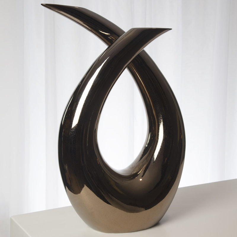 Portuguese Handcrafted Ceramic Bronze Loop Sculpture