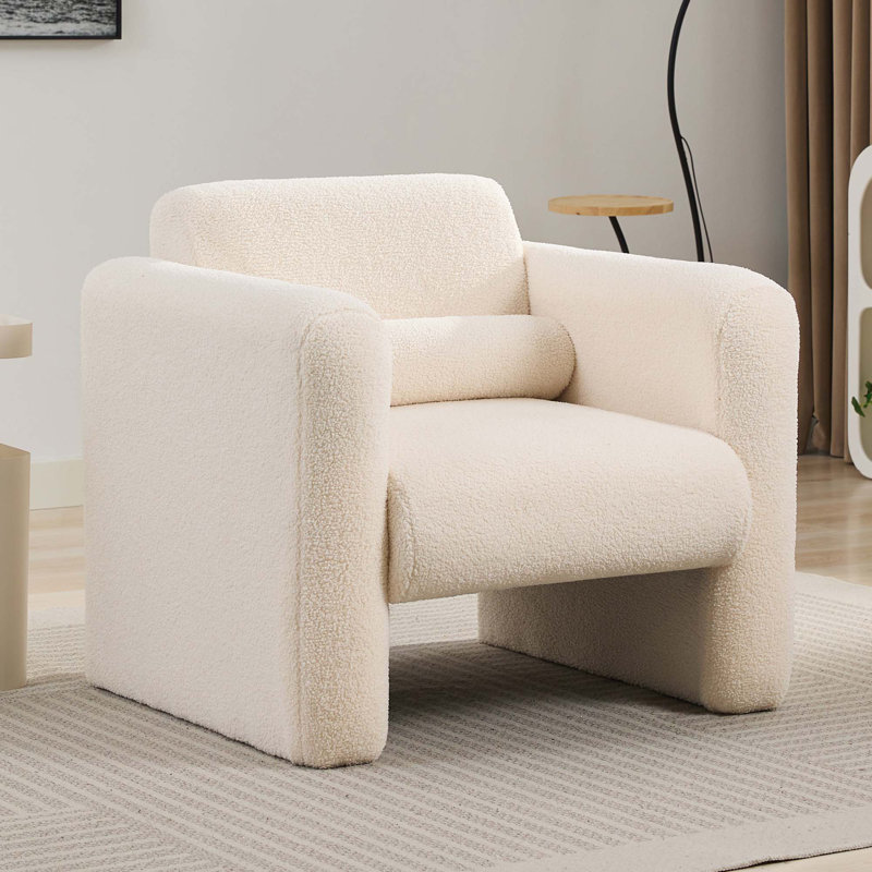 Chaise d'appoint en tissu Sherpa, Naturel